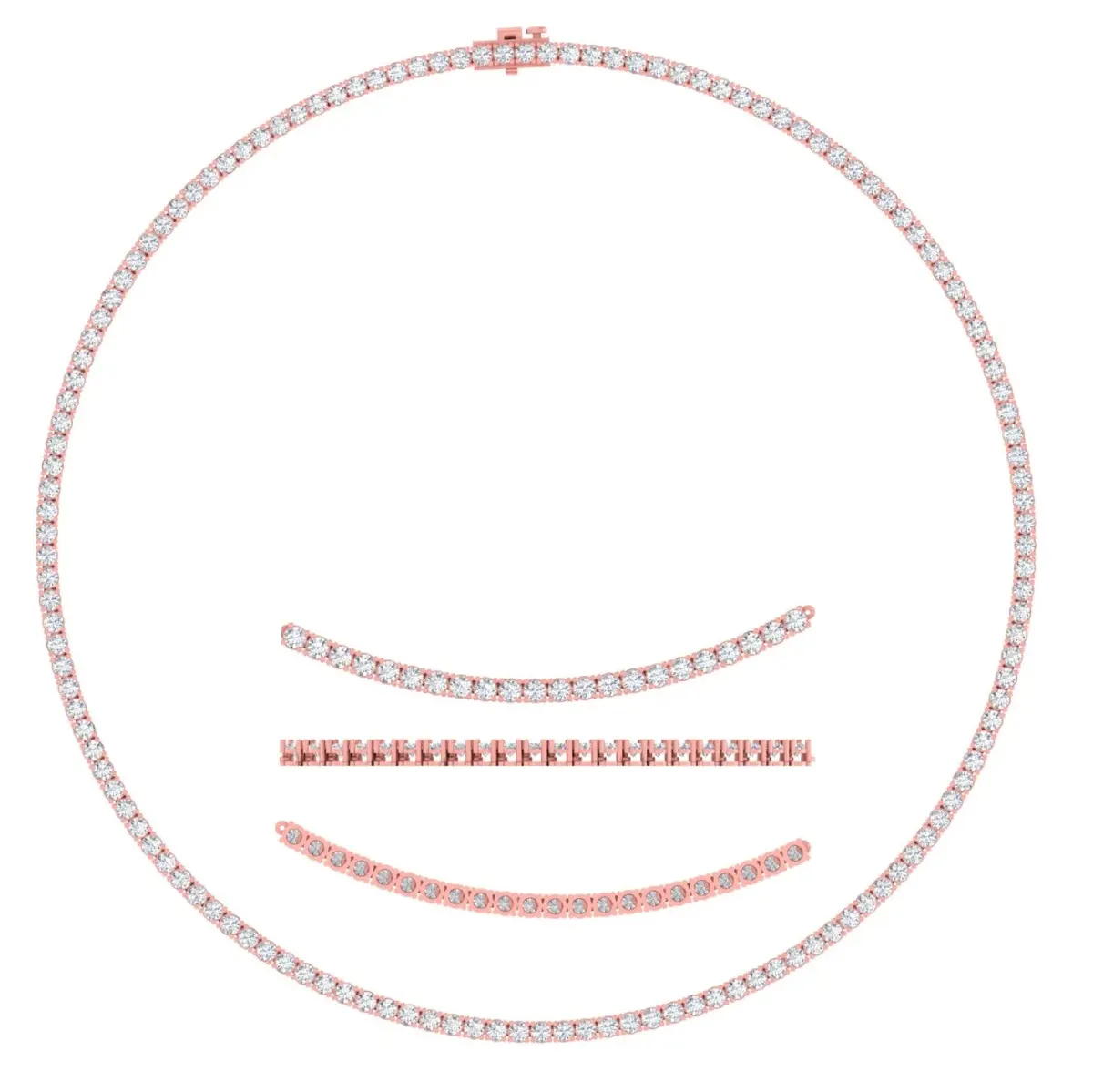 Round Diamond Tennis Necklace 