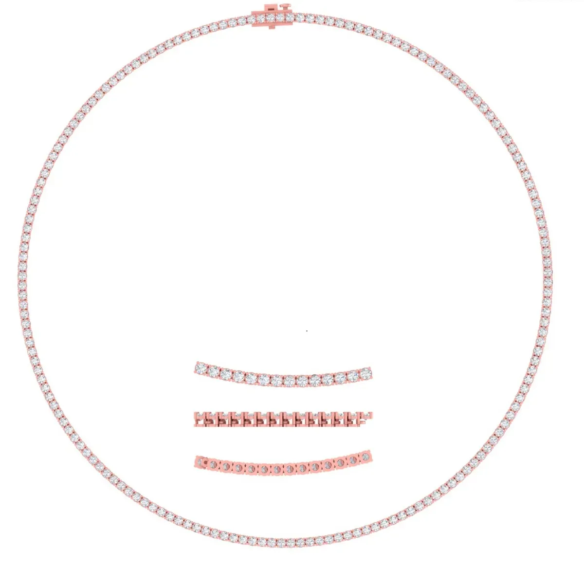 Round Diamond Tennis Necklace 