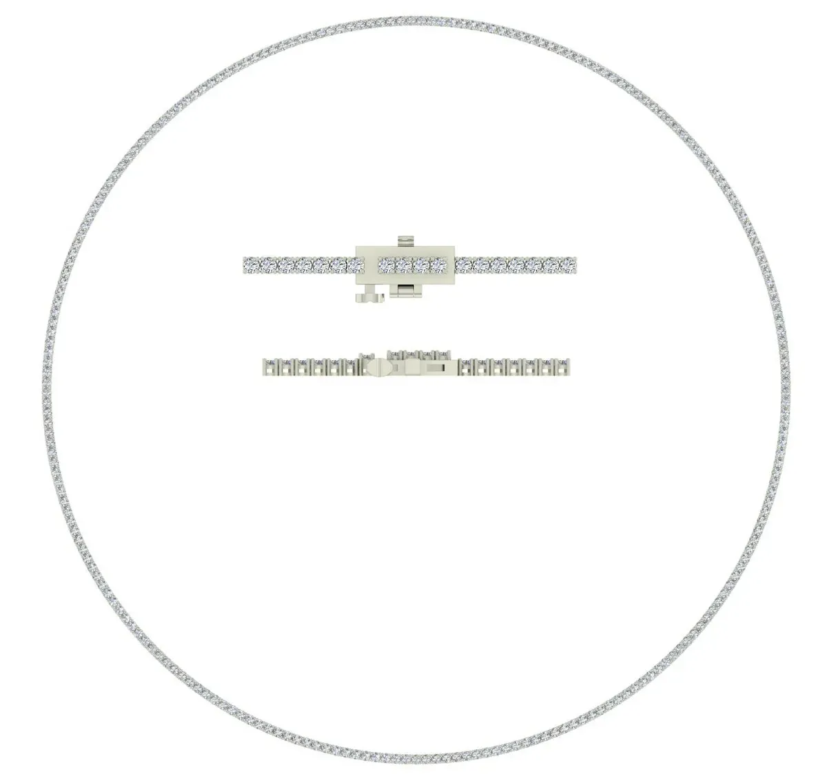 Round Diamond Tennis Necklace 