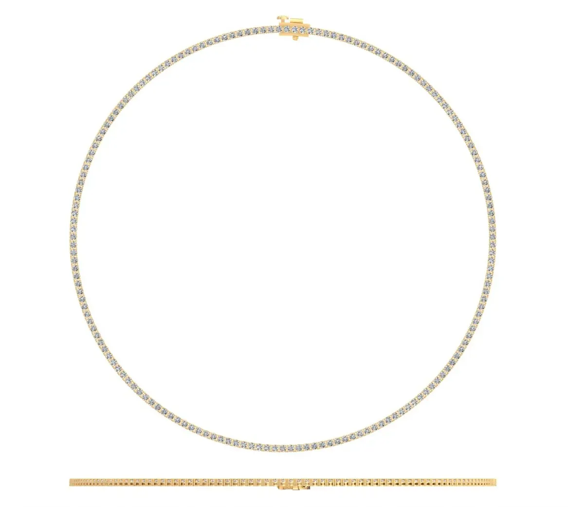Round Diamond Tennis Necklace 