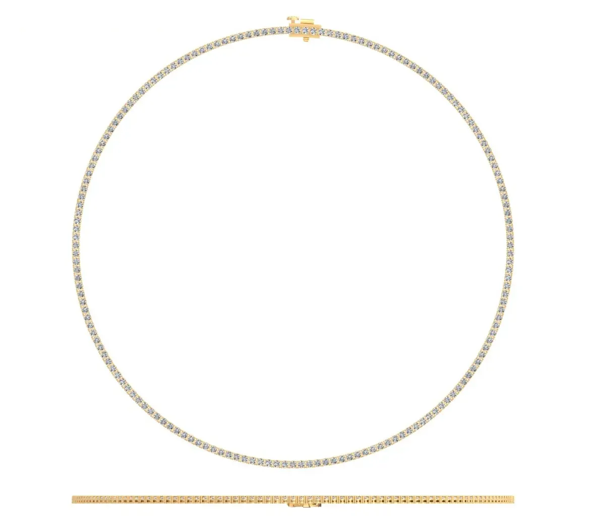 Round Diamond Tennis Necklace 