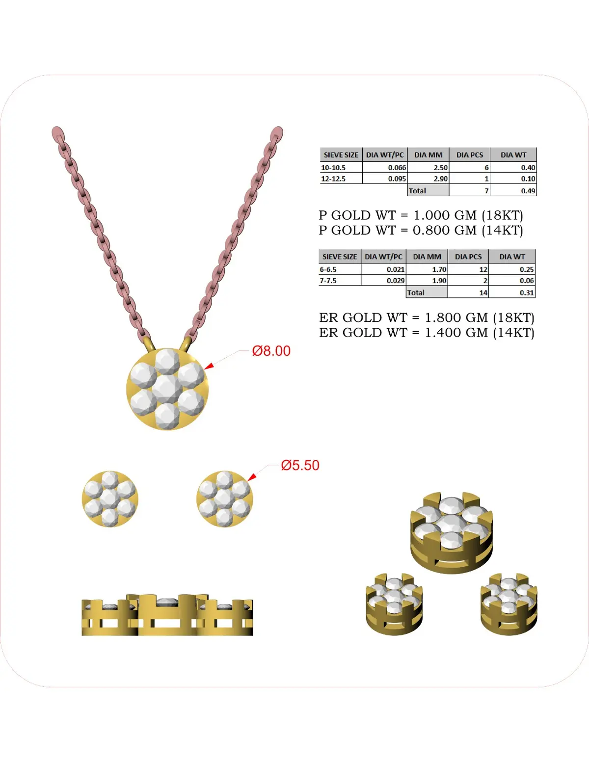 Round Diamond Necklace 