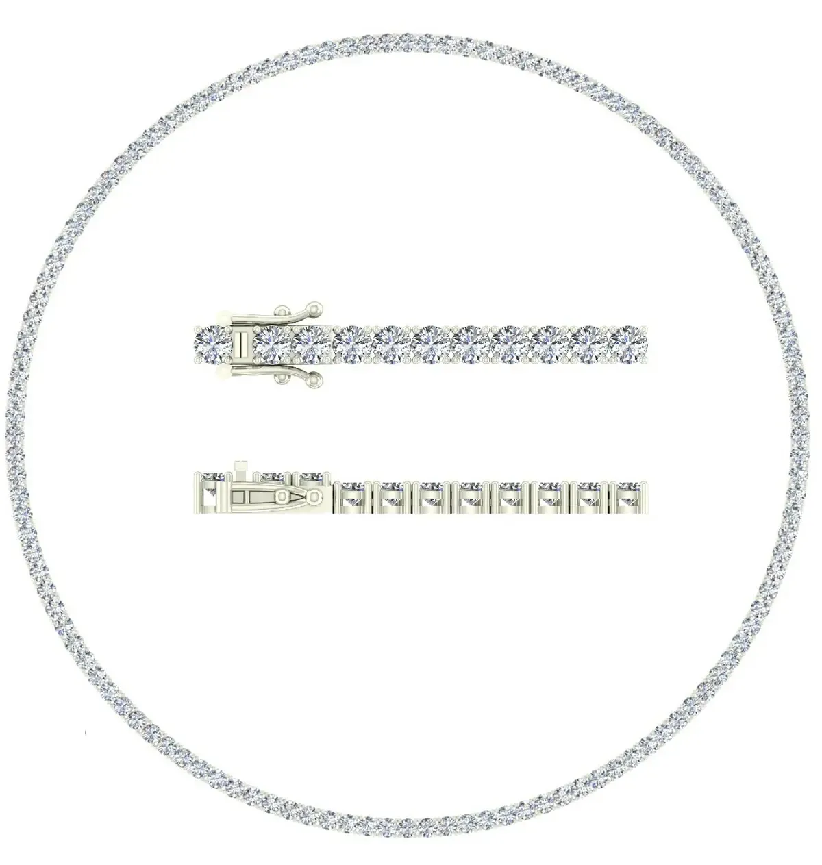 Round Diamond Tennis Necklace 
