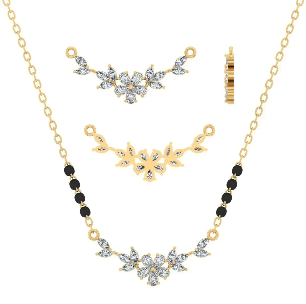 Pear , Marquise & Round Diamond Fashion Mangalsutra 