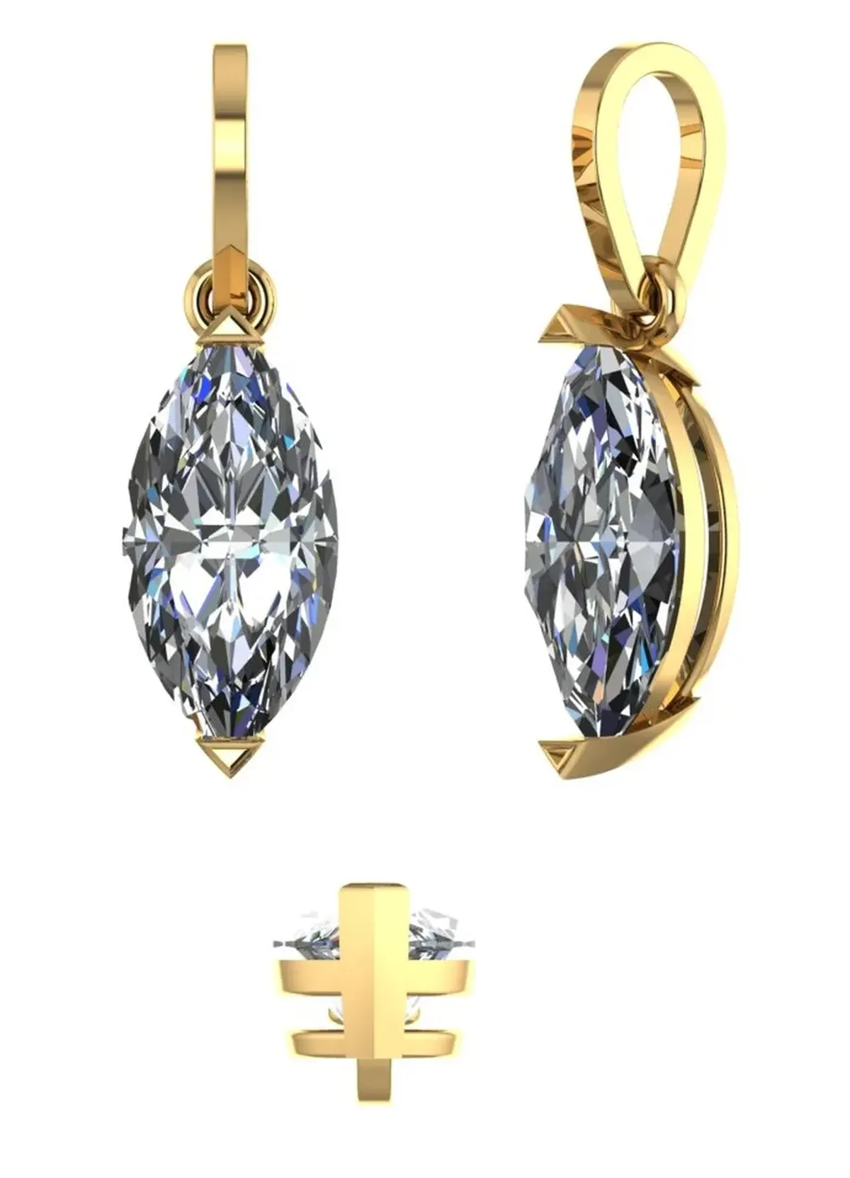 Marquise Diamond Solitaire Necklace 
