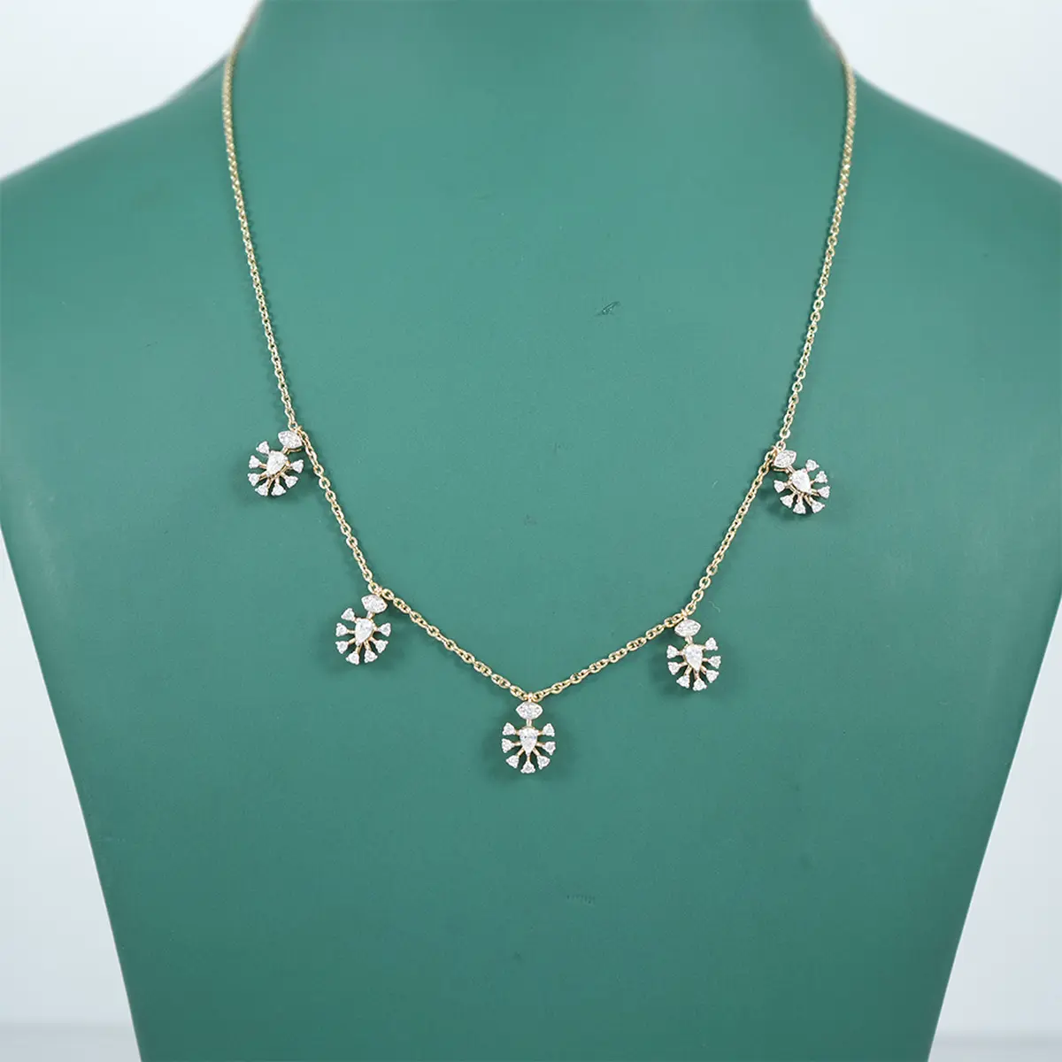 Pear & Round Diamond Fashion Necklace 