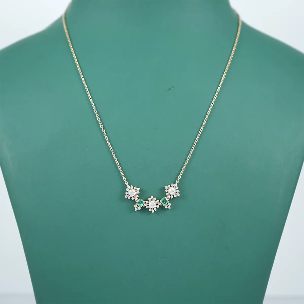 Round Diamond & Round Colour Stone Fashion Necklace 