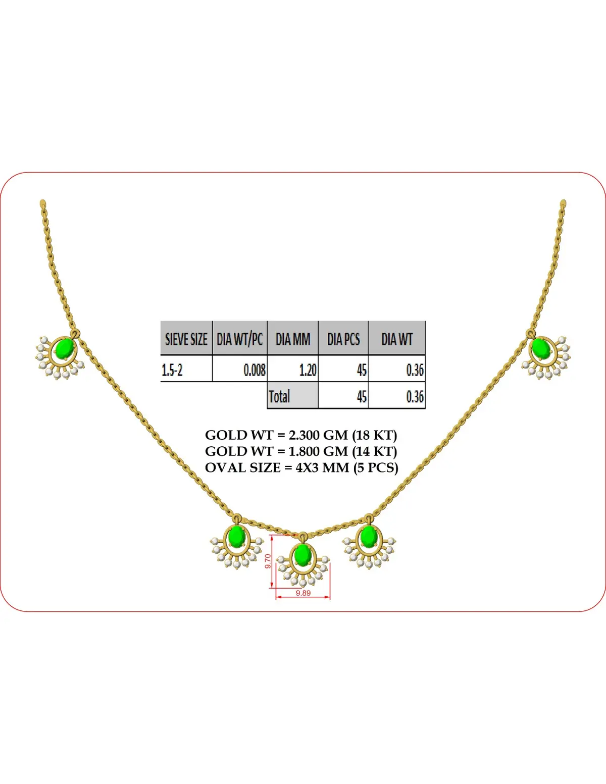 Round Diamond & Oval Colour Stone Fashion Necklace 