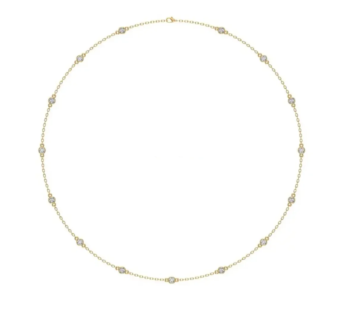 Bezel Setting Round Diamond Fashion Necklace