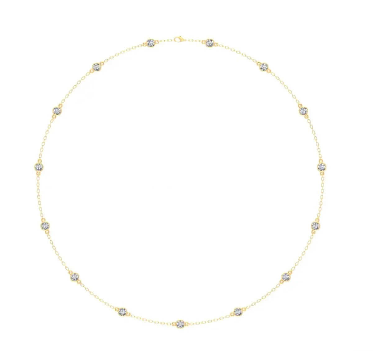 Bezel Setting Round Diamond Fashion Necklace