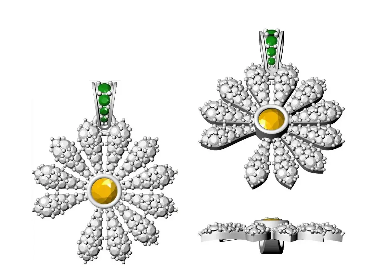 Round Diamond & Round Colour Stone Fashion Necklace 