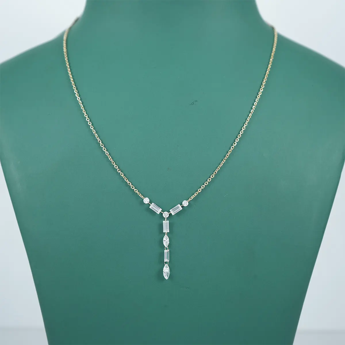 Marquise, Baguette & Round Drill Diamond Fashion Necklace 