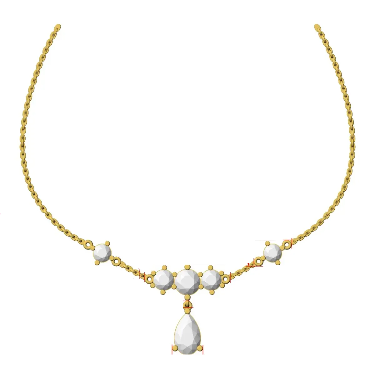 Pear & Round Diamond Fashion Necklace 