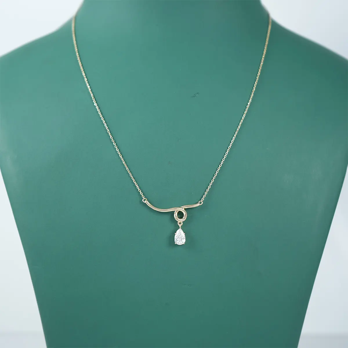 Pear Diamond Gold Solitaire Necklace 
