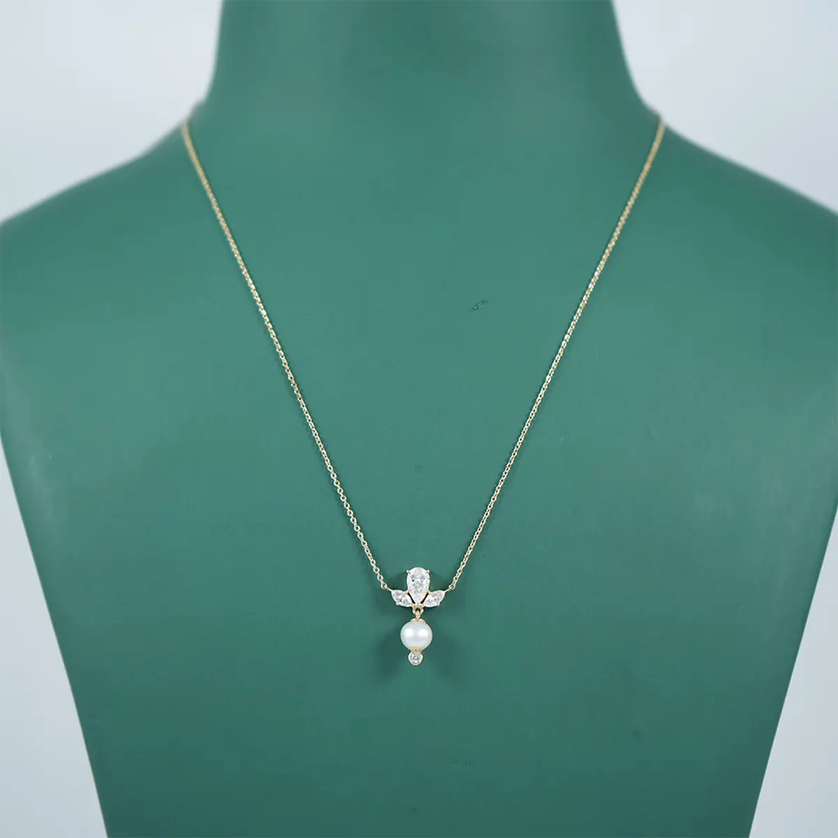Pear, Marquise, Round Diamond & Pearl Necklace 