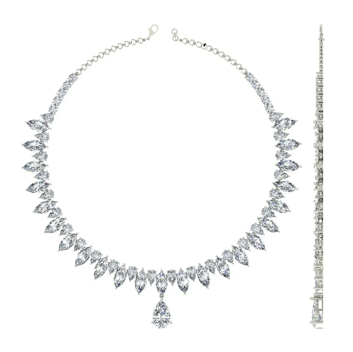 Pear, Marquise & Round Diamond Fashion Necklace 