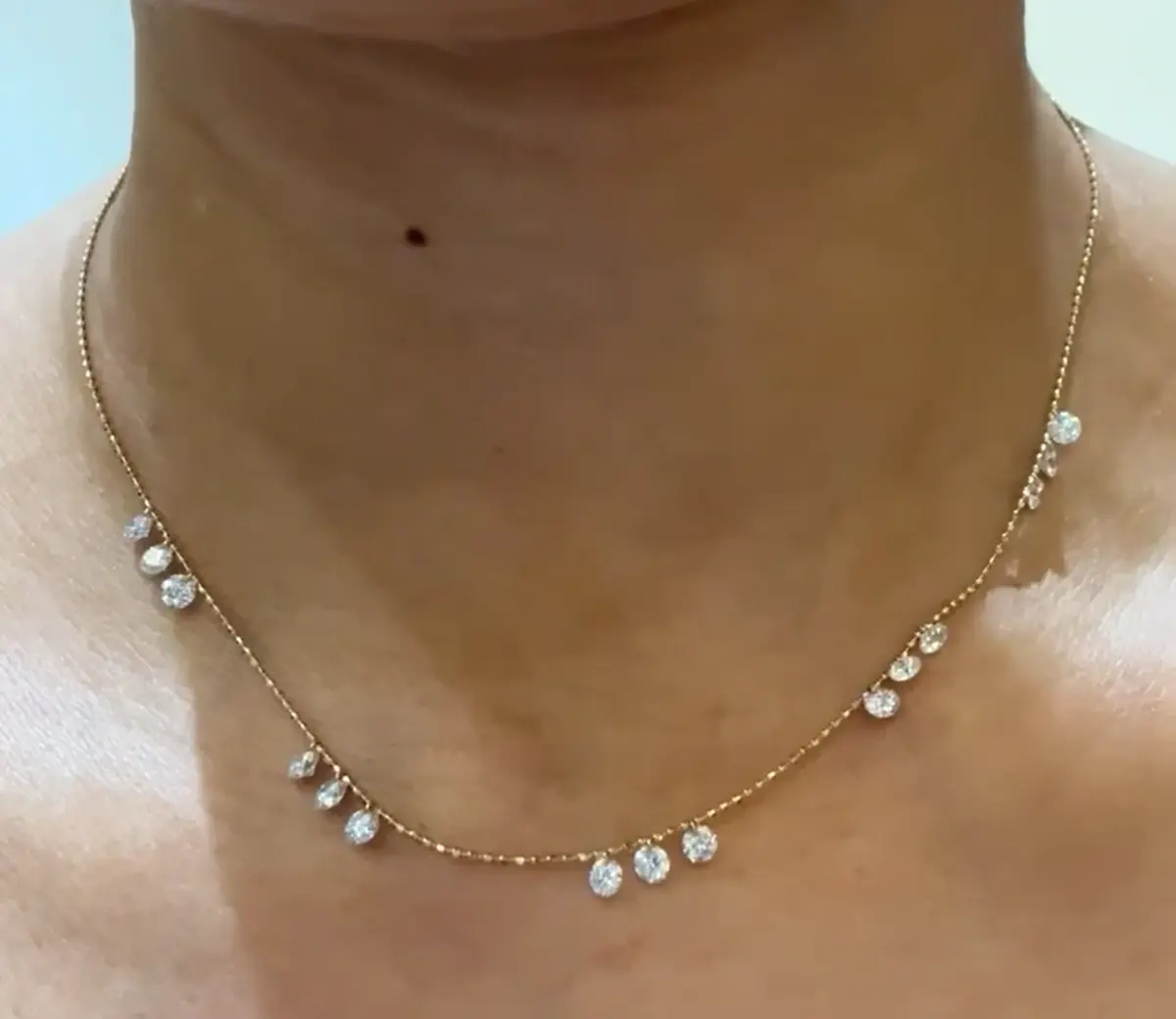 Round Drill Diamond Necklace 