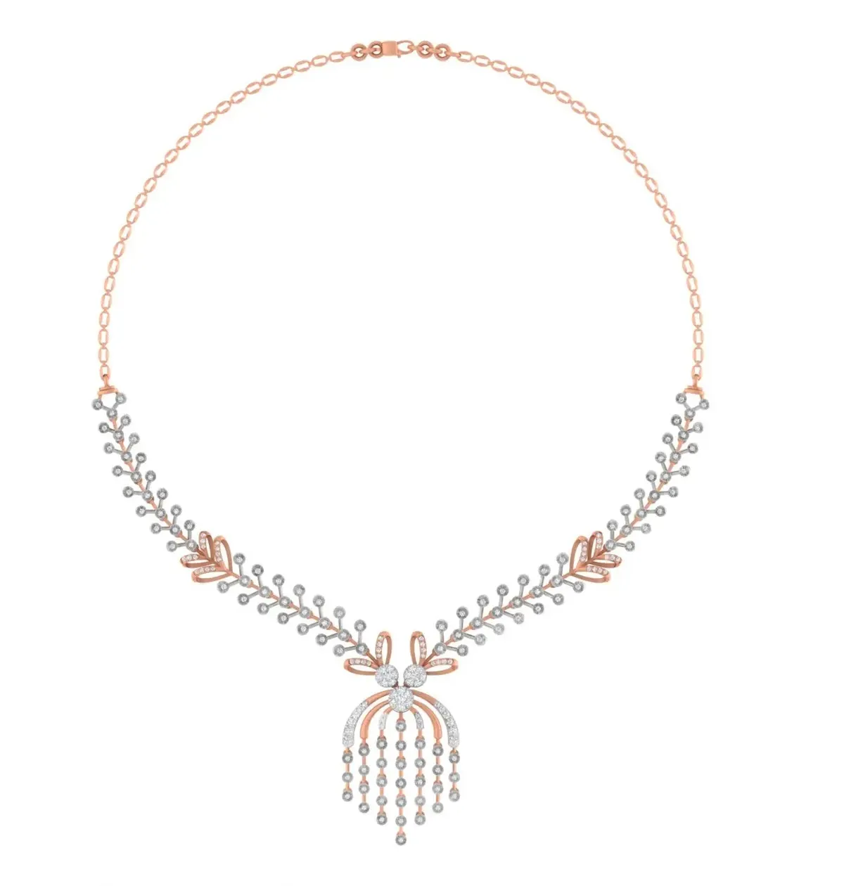 Illusion Setting Round Diamond Fashion Necklace 