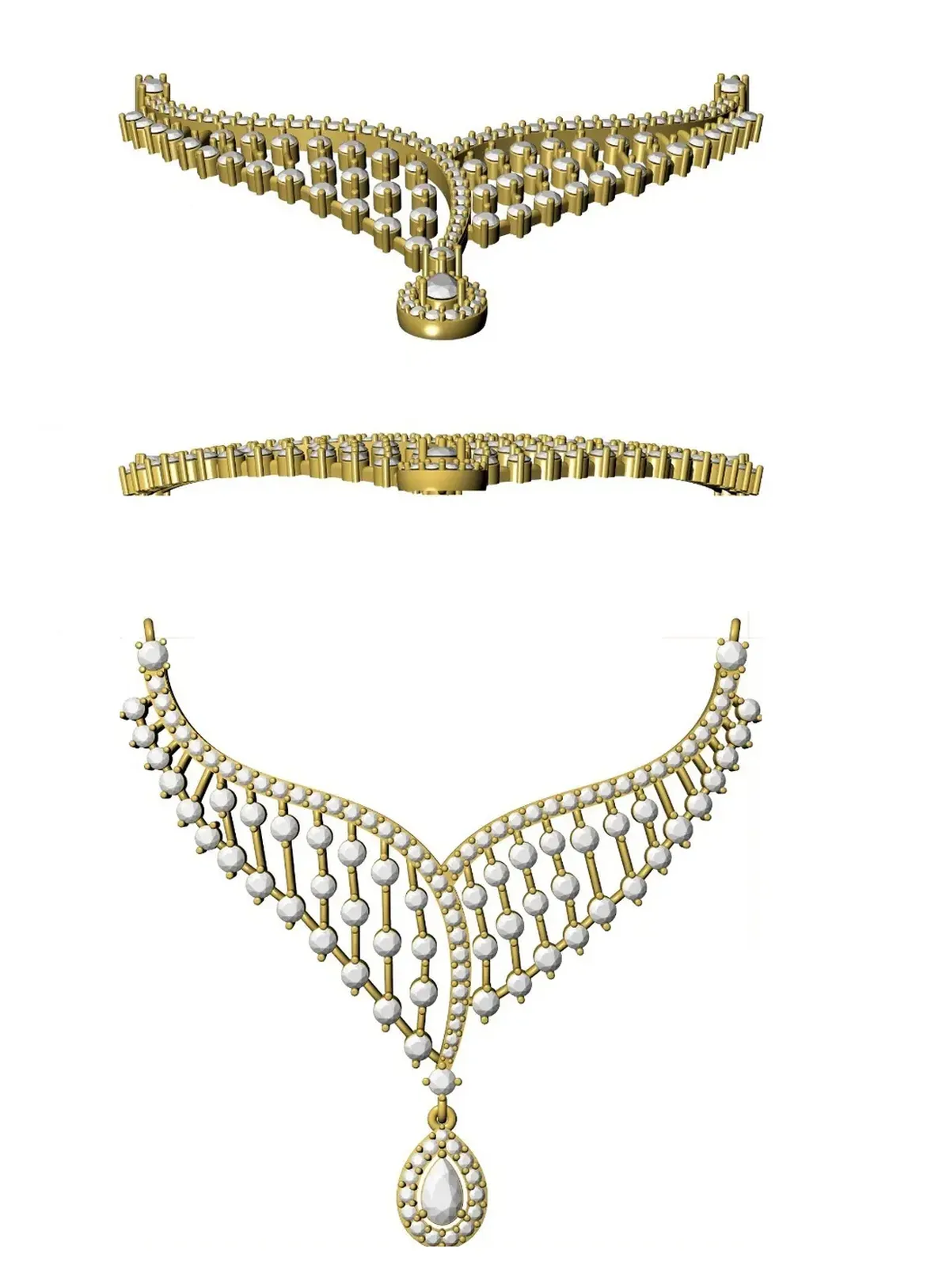 Pear & Round Diamond Fashion Necklace 