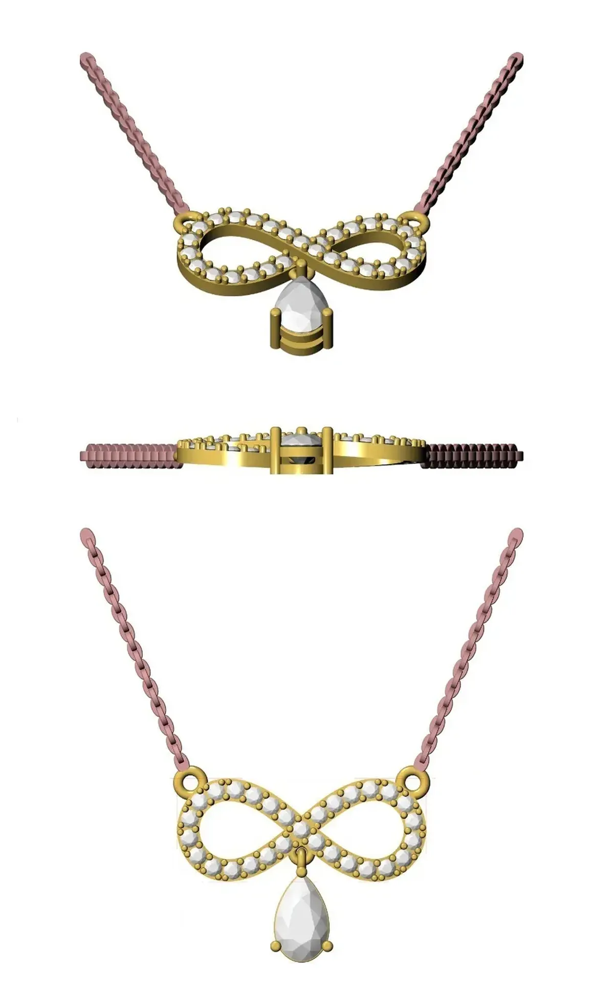 Pear & Round Diamond Fashion Necklace 