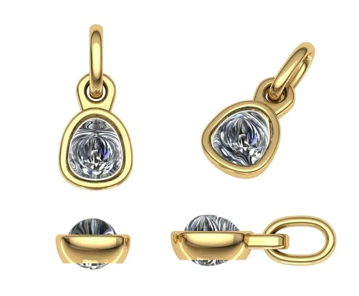 Bezel Setting Uncut Diamond Solitaire Necklace 