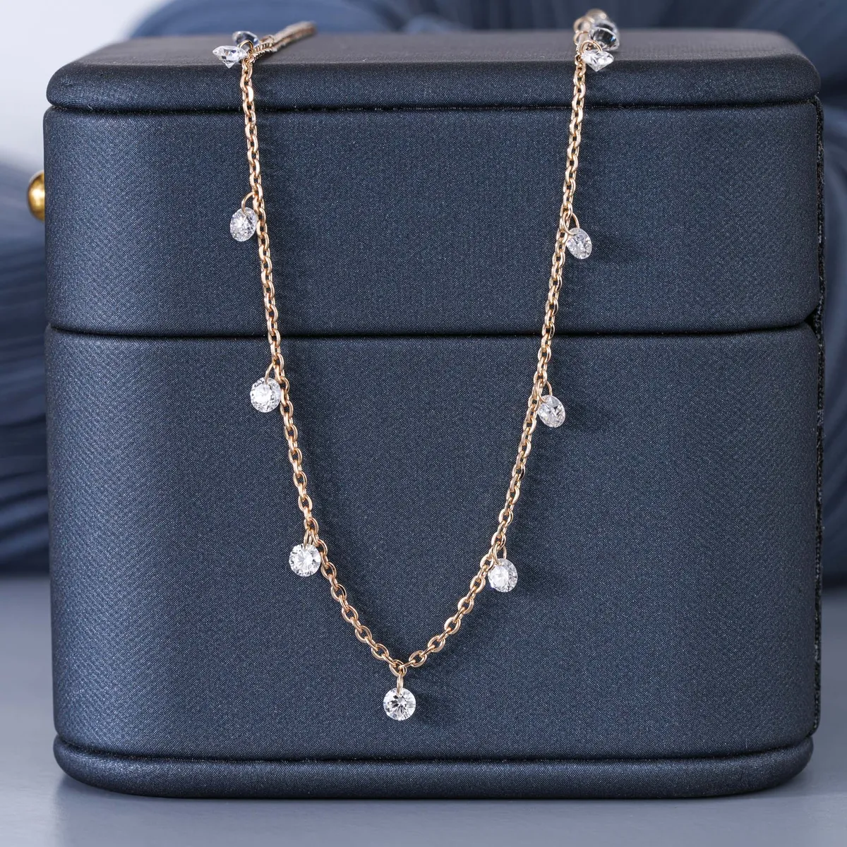 Round Drill Diamond Necklace 