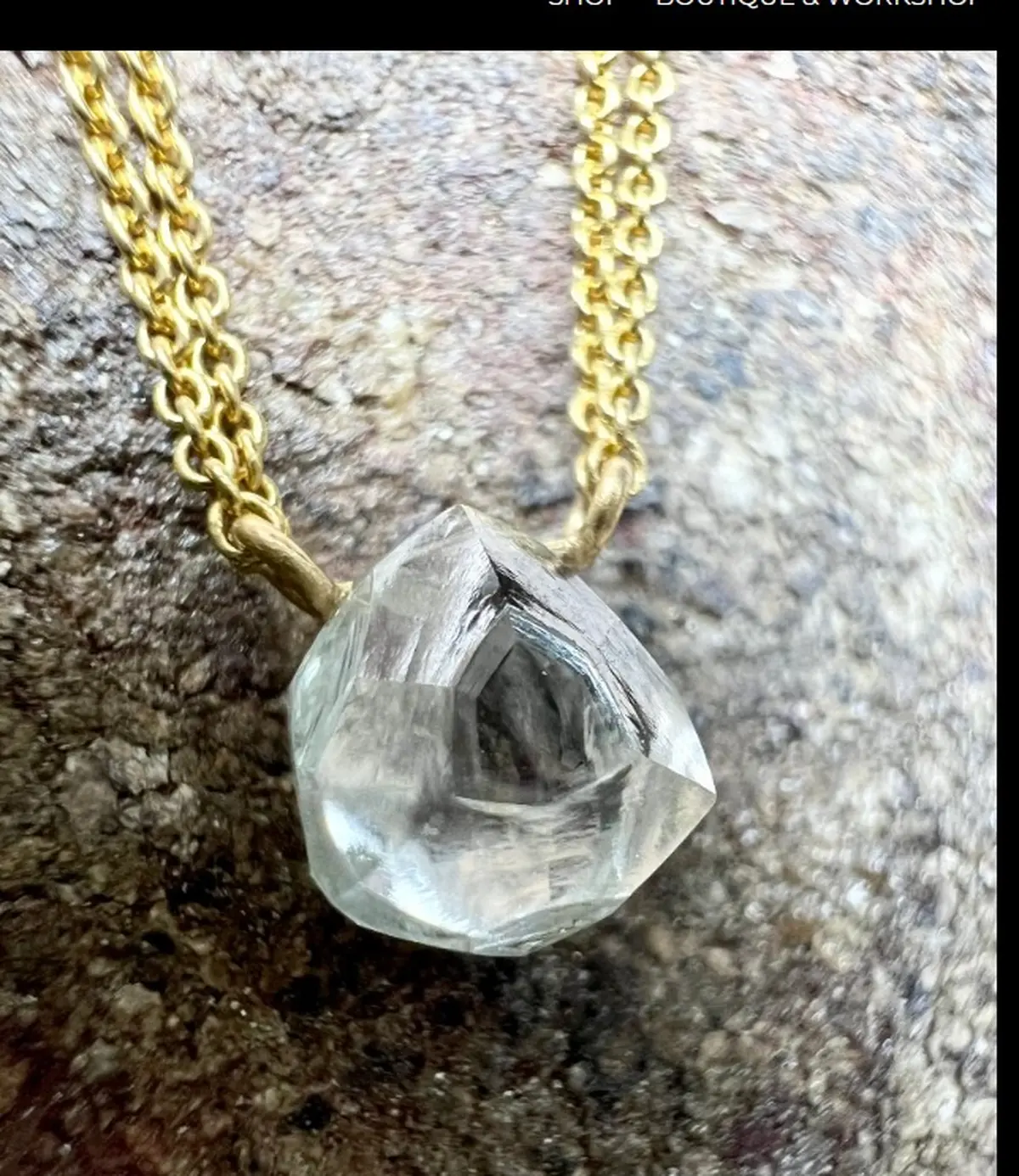 Uncut Diamond Solitaire Necklace 