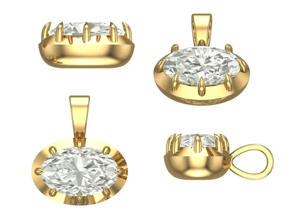 Bezel Setting Oval Diamond Solitaire Necklace 