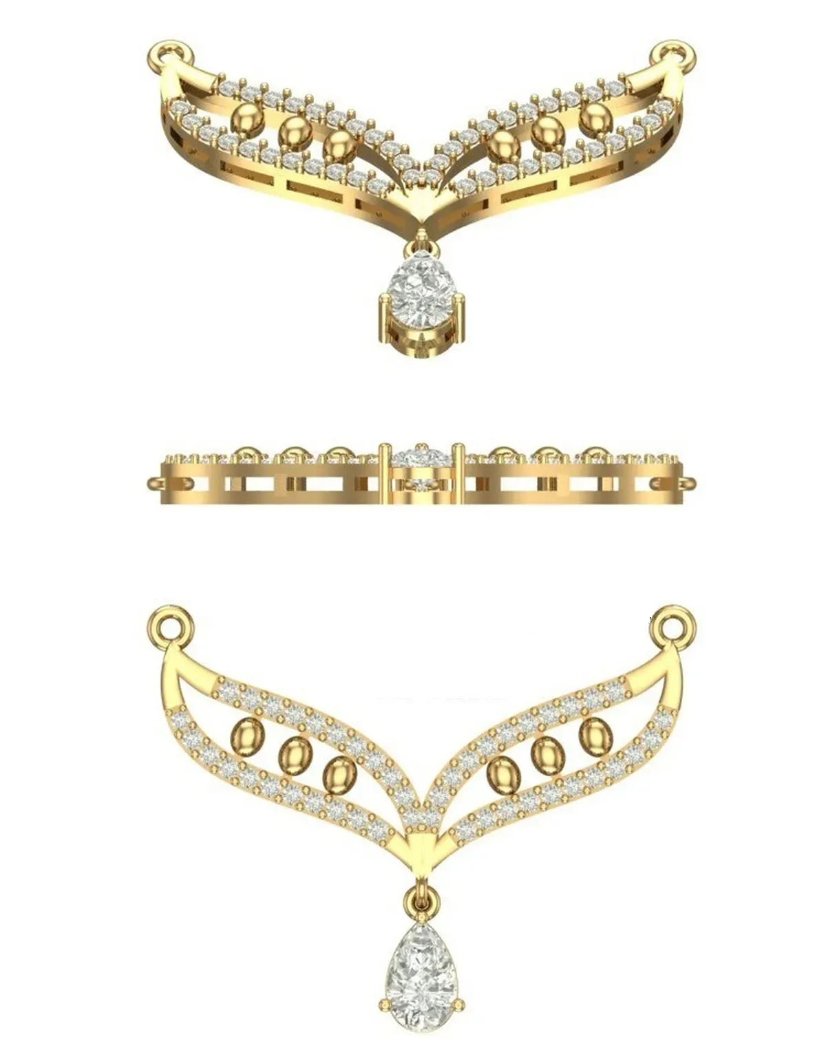 Pear & Round Diamond Fashion Necklace