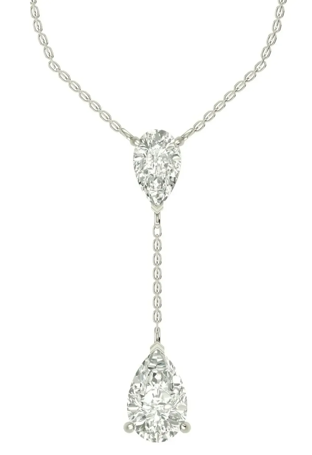 Pear Diamond Hanging Chain Necklace 