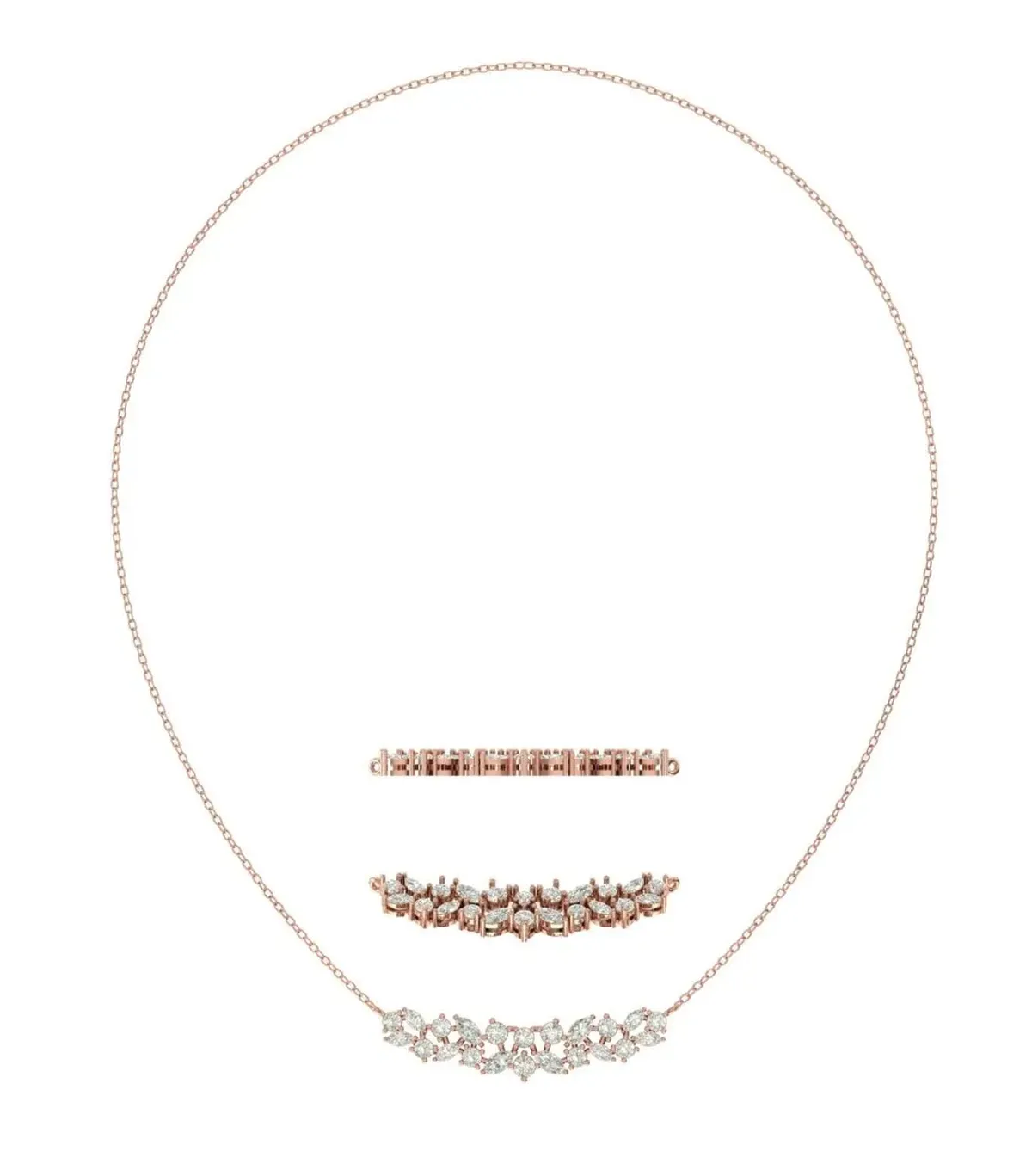 Marquise & Round Diamond Fashion Necklace 