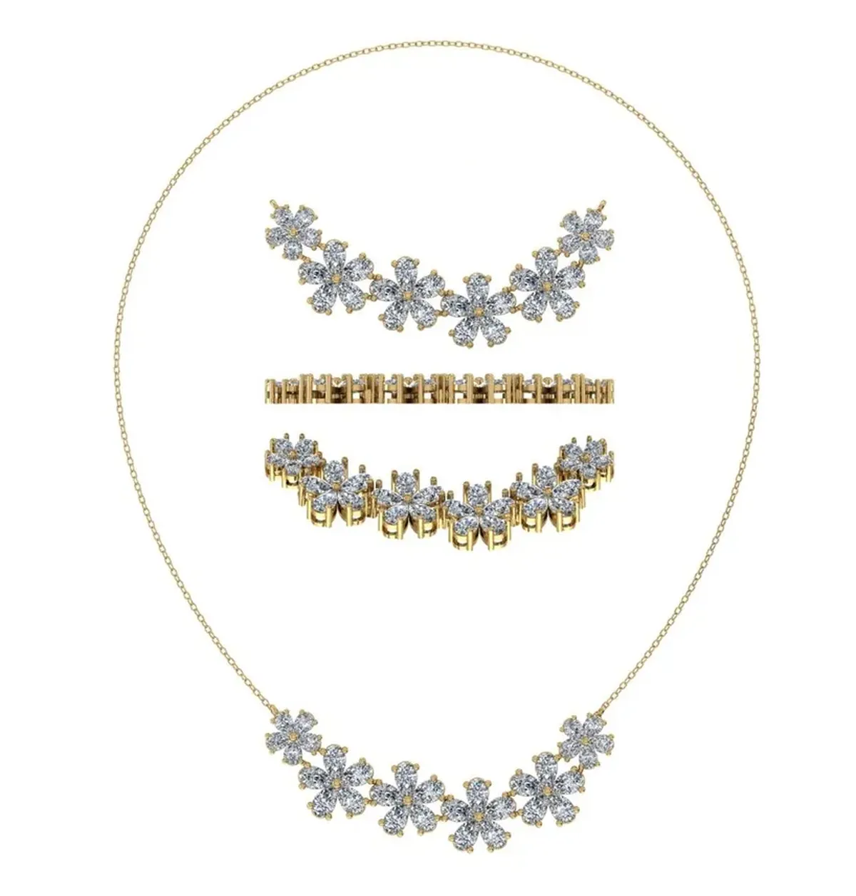 Pear Diamond Fashion Necklace 