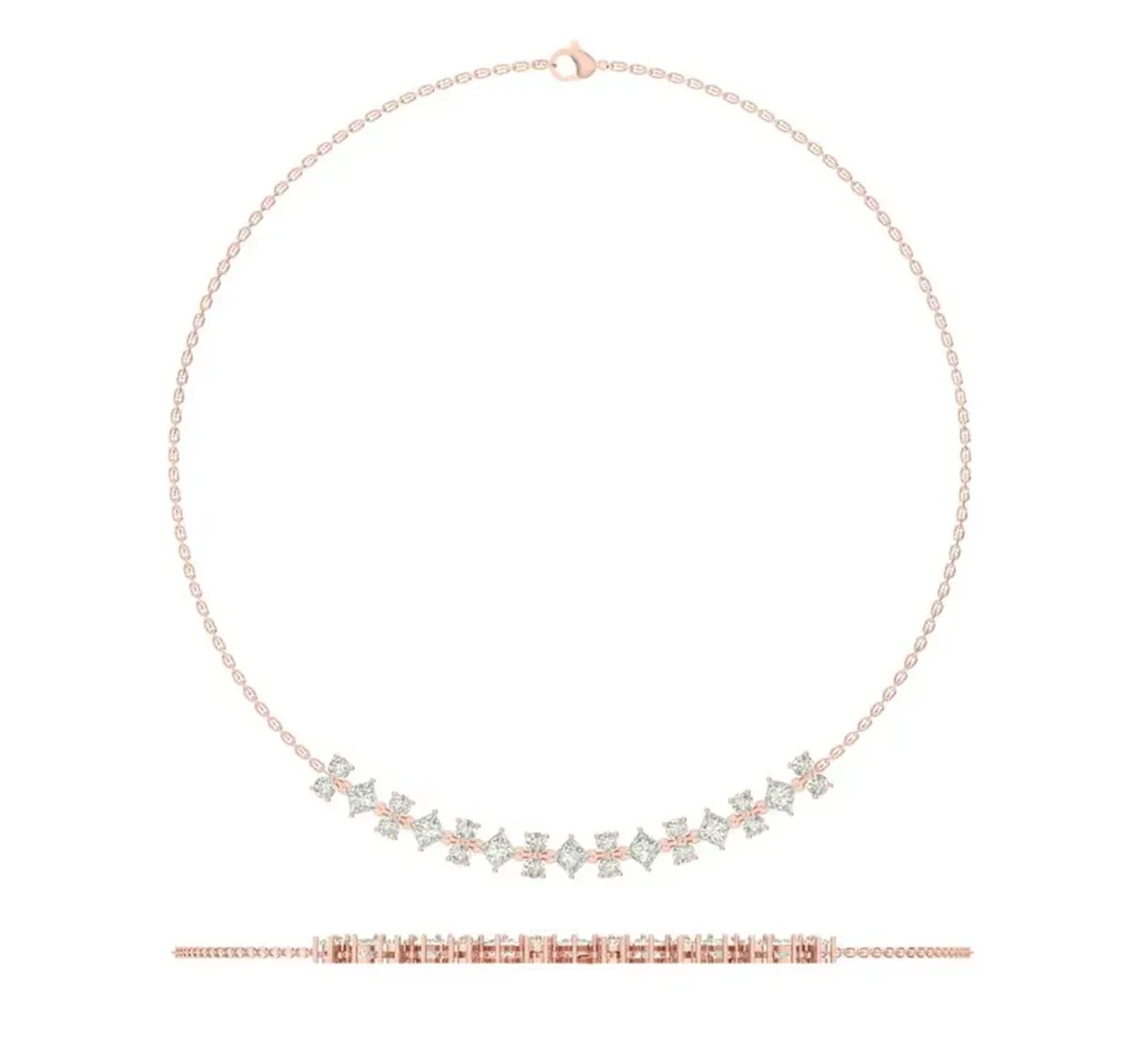 Princess & Round Diamond Fashion Necklace 