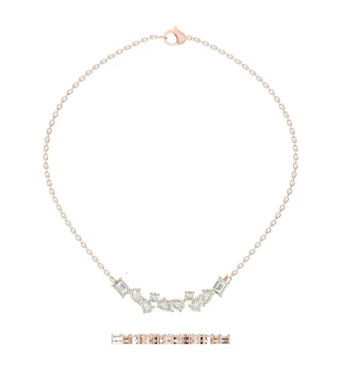 Emerald , Pear & Round Diamond Fashion Necklace 