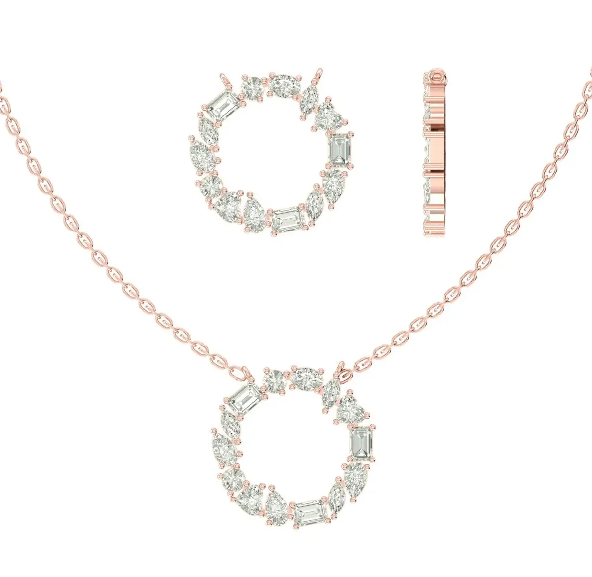 Marquise, Emerald, Pear, Heart, Oval & Round Diamond Fashion Necklace 