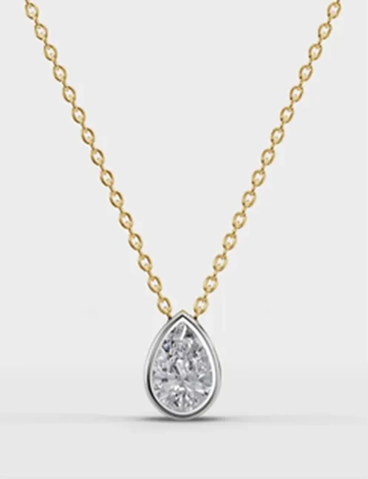 Bazel Setting Pear Diamond Solitaire Necklace 