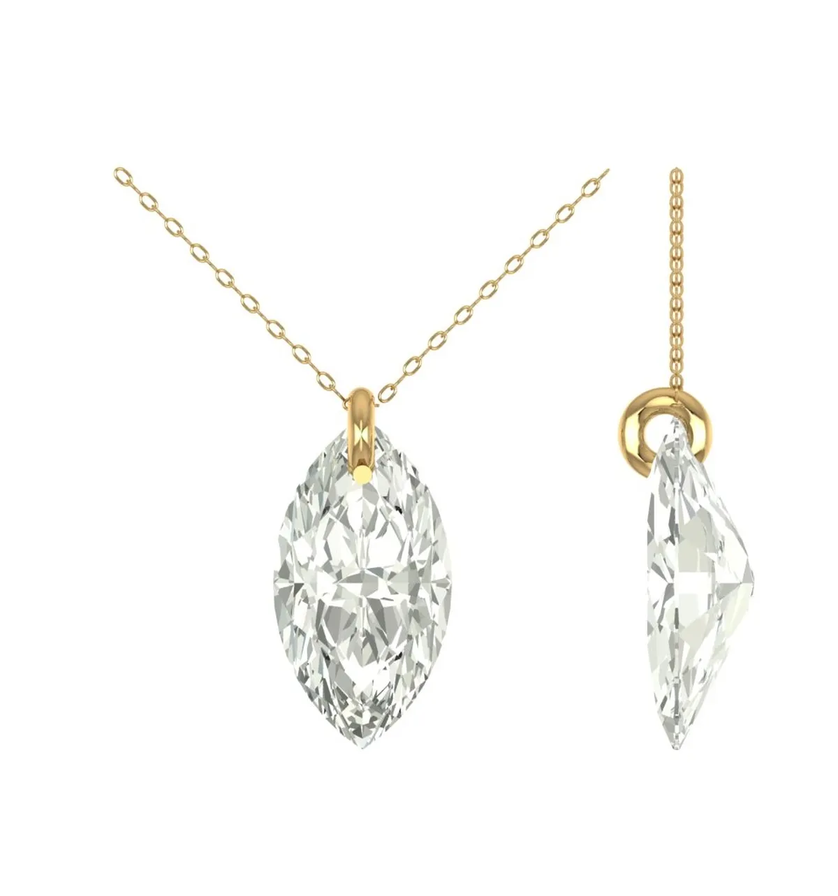 Marquise Drill Diamond Solitaire Necklace 
