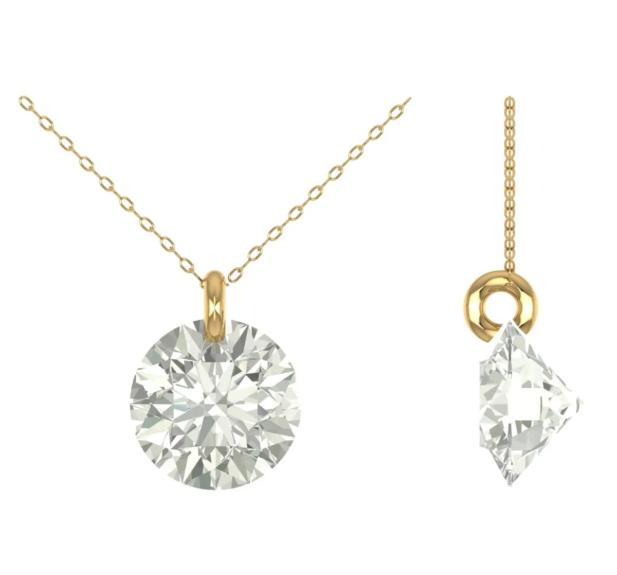 Round Drill Diamond Solitaire Necklace 