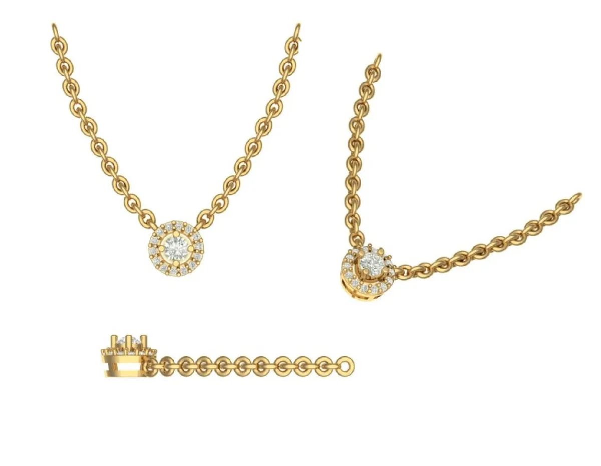 Halo Setting Round Diamond Necklace