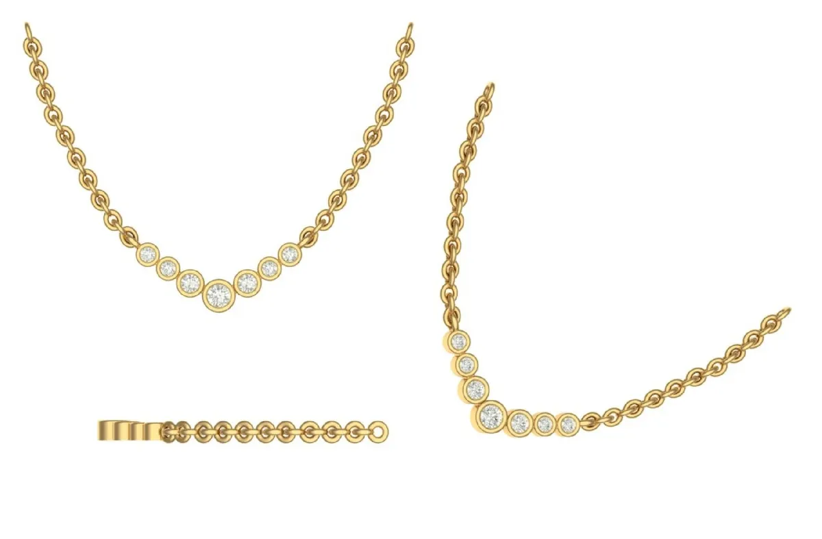 Bezel Setting Round Diamond Necklace
