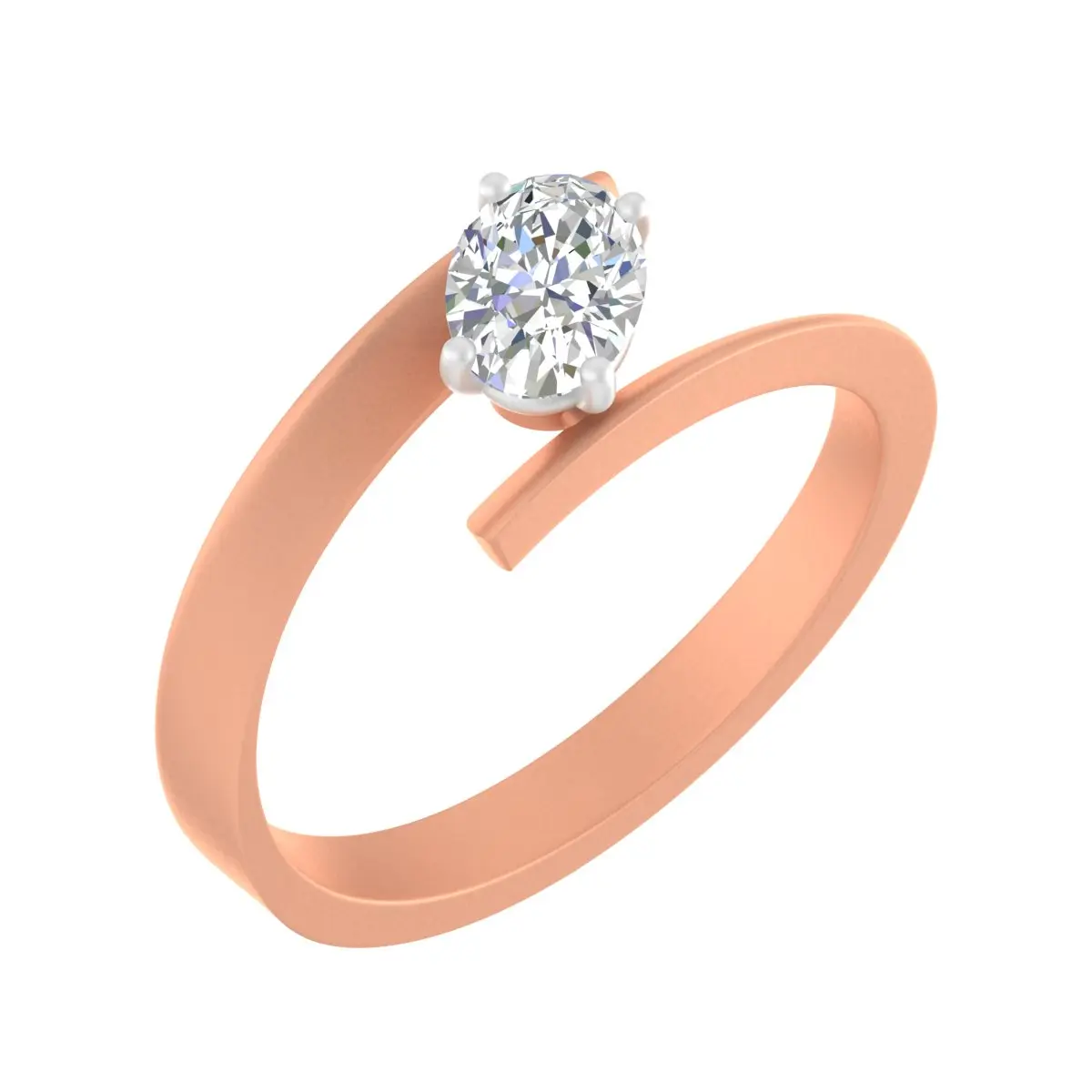 Oval Diamond Solitaire Ring 