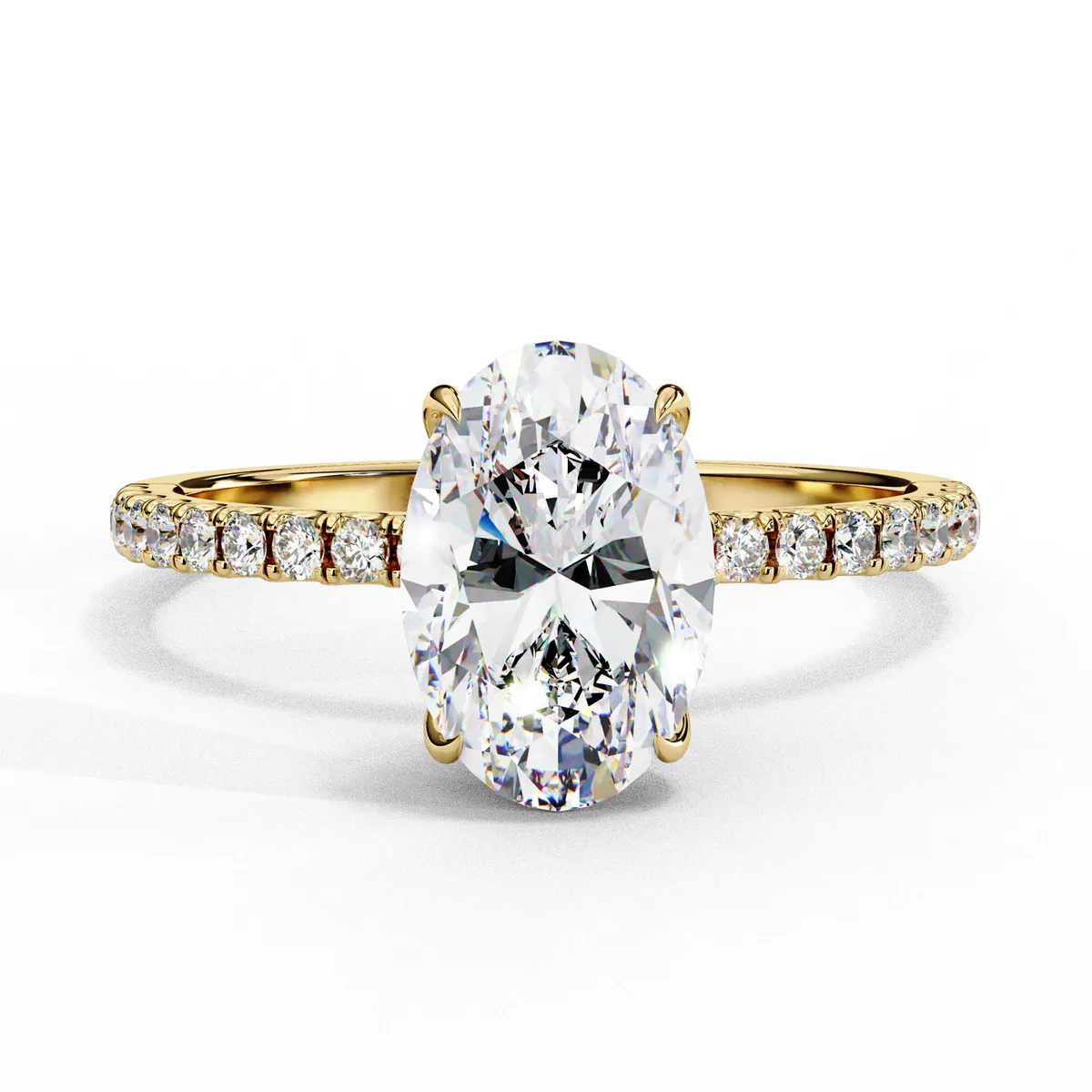 Halo Setting Oval & Round Diamond Engagement Ring 