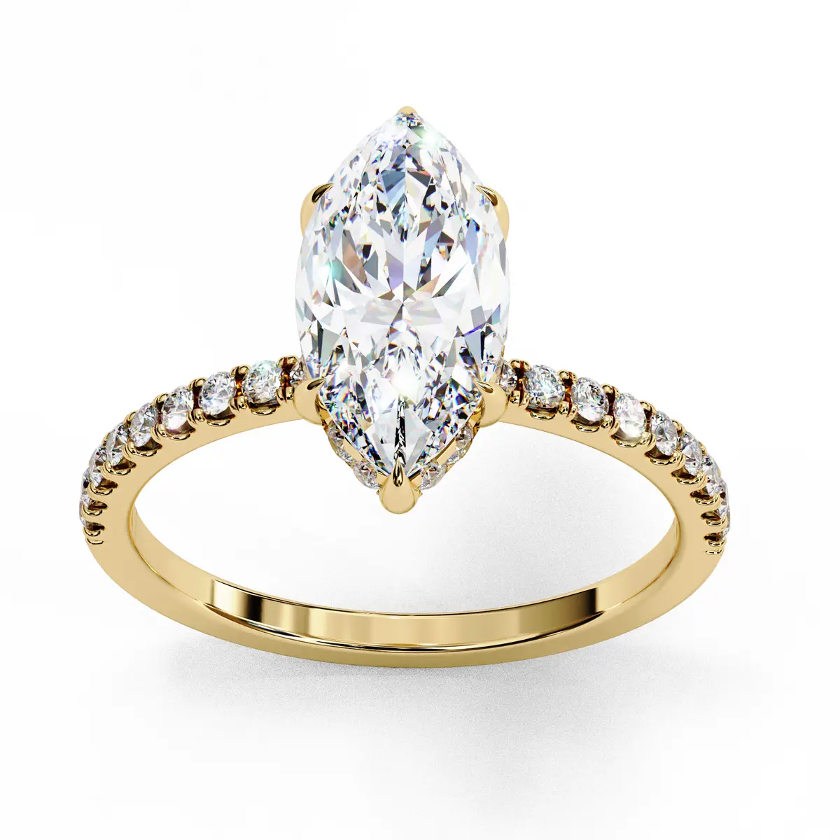 Halo Setting Marquise & Round Diamond Engagement Ring 