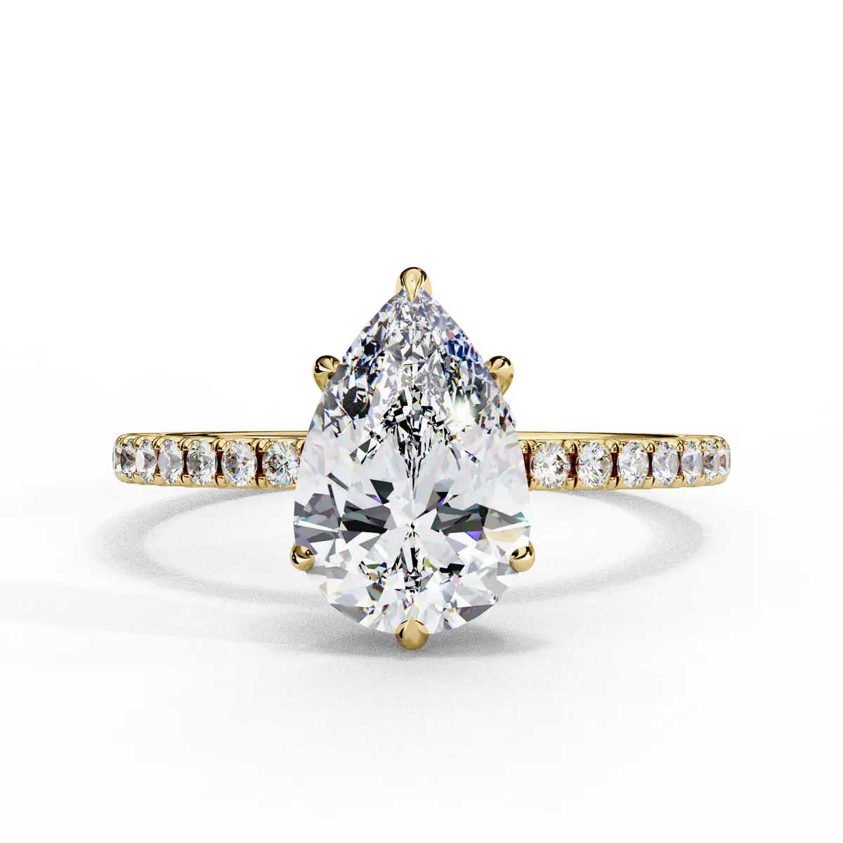 Pear & Round Diamond Engagement Ring 