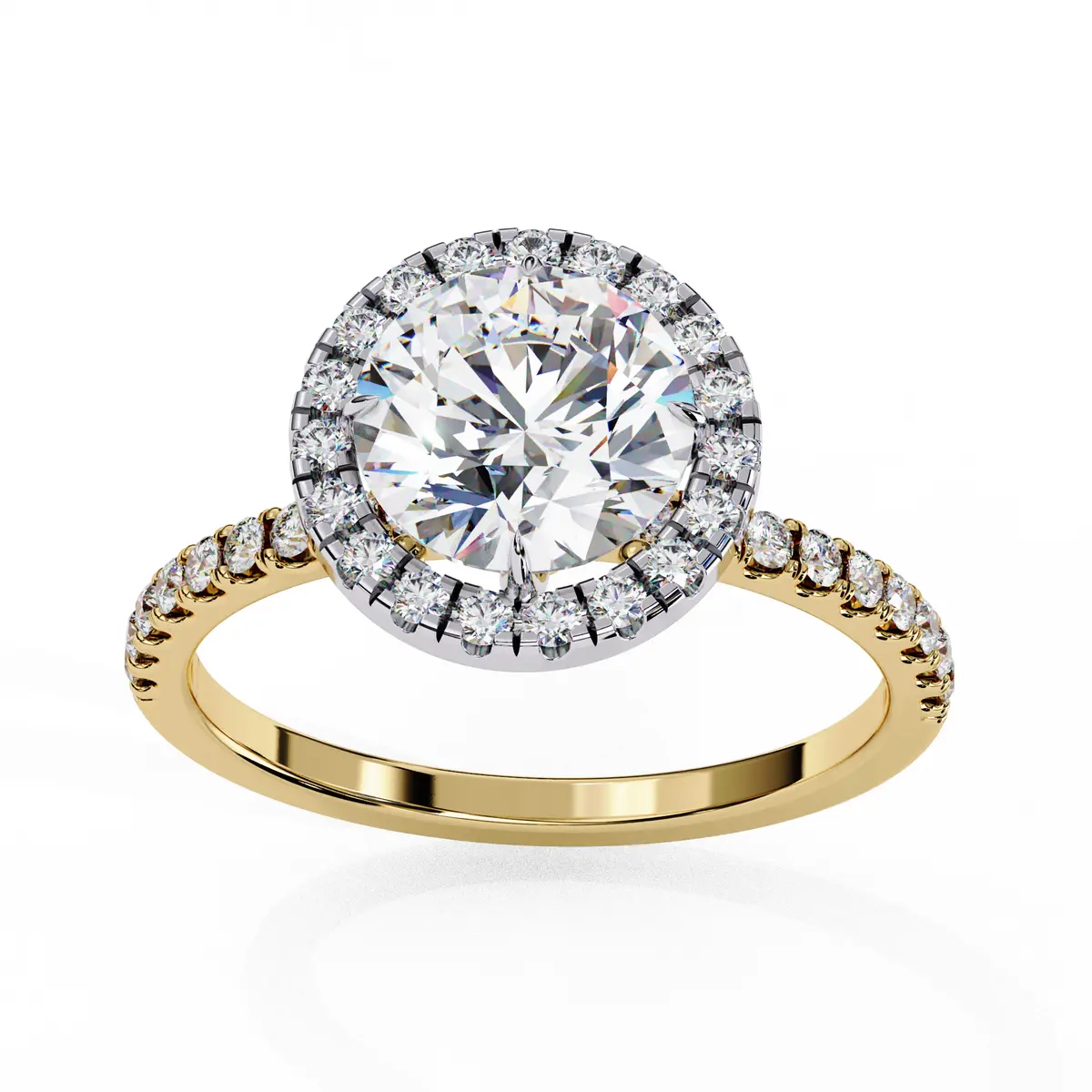 Halo Setting Round Diamond Engagement Ring 