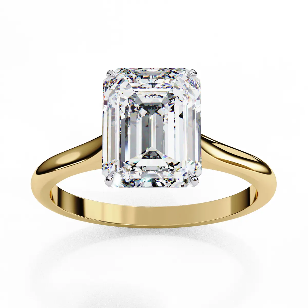 Emerald Diamond Solitaire Ring 