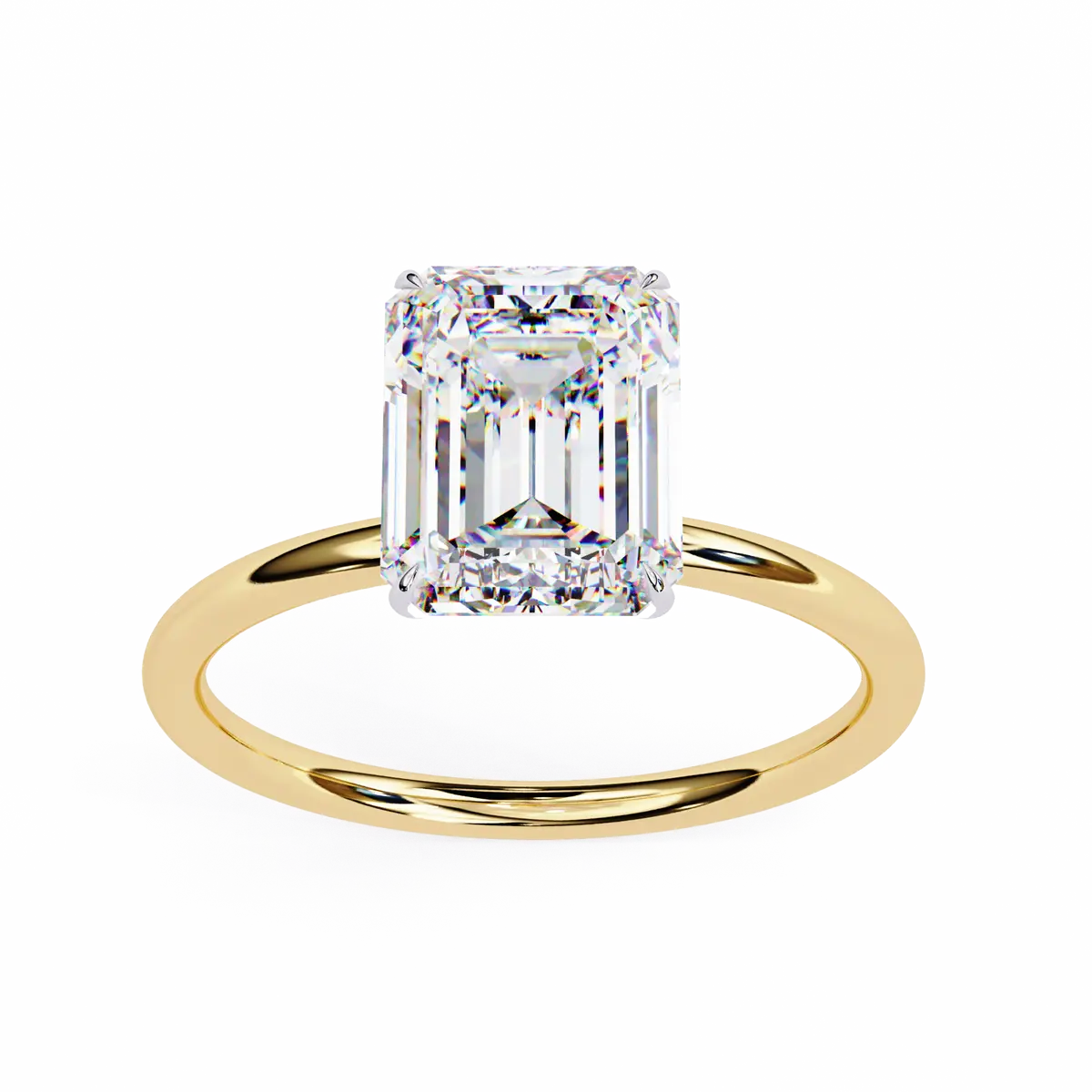 Emerald Diamond Solitaire Ring
