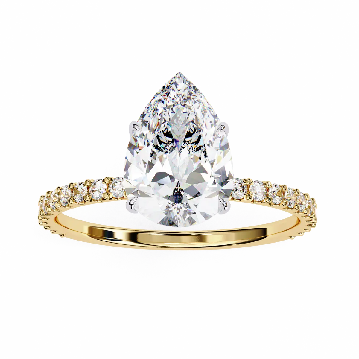 Pear & Round Diamond Engagement Ring 