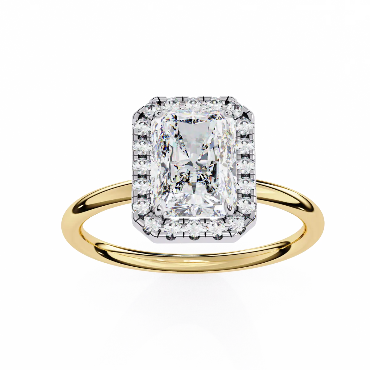 Radiant & Round Diamond Engagement Ring 
