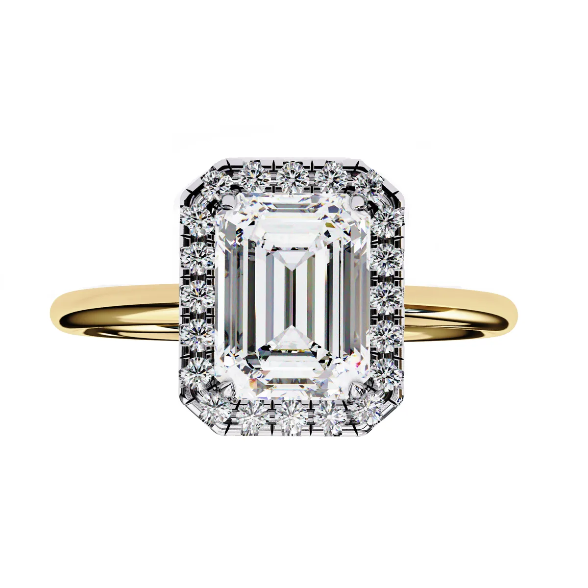 Emerald & Round Diamond Engagement Ring